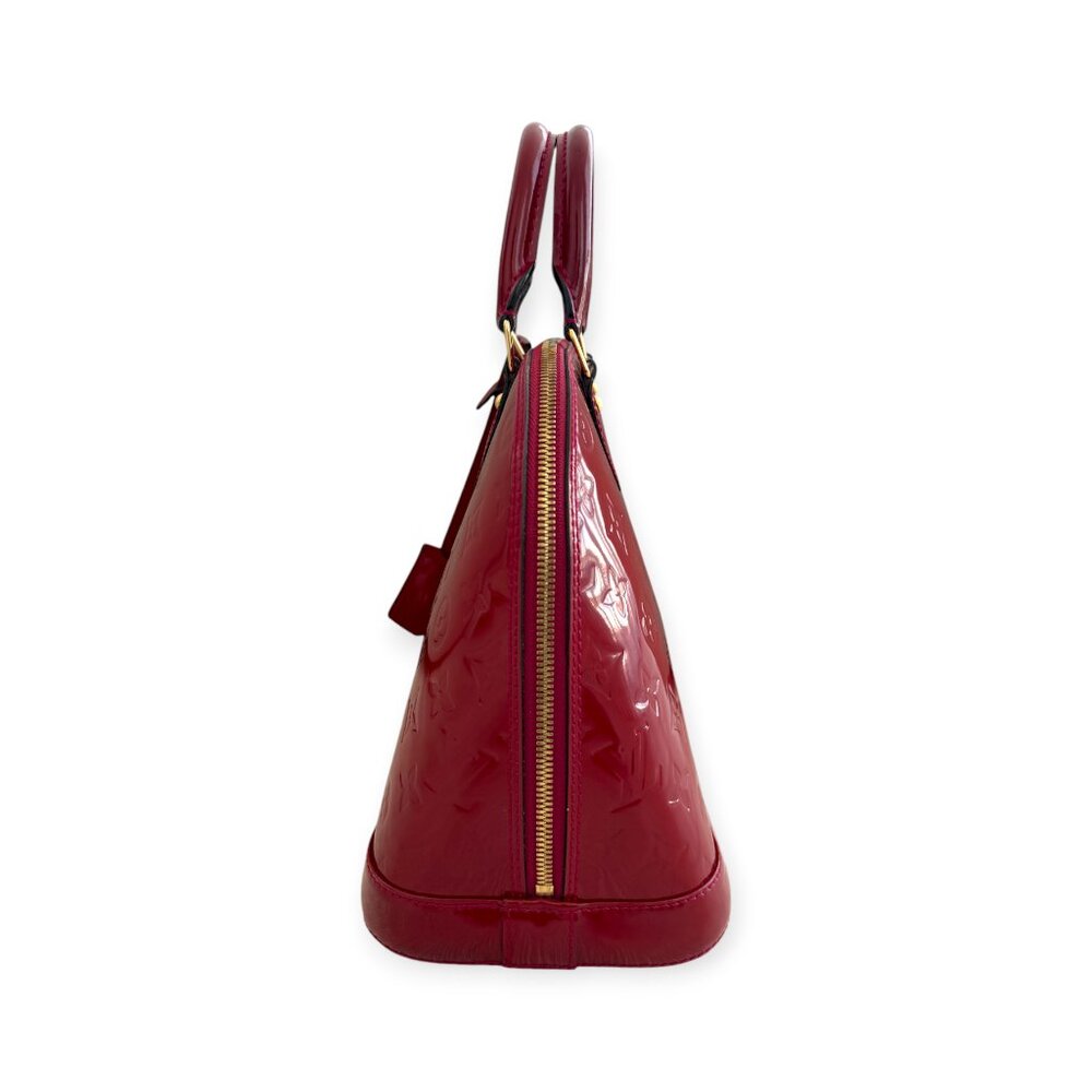 Authentic Dark Red Louis Vuitton Vernis Alma PM Pomme D’Amour Bag - Picture 4 of 15